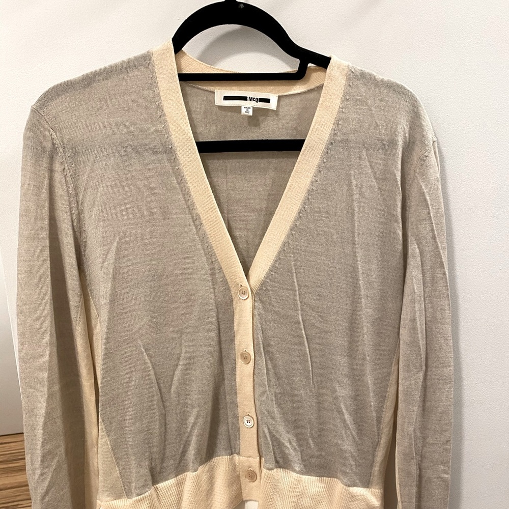 MCQueen lightweight cardi with white peplum detail